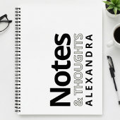 Modern Typography Black White Notes And Thoughts Notizblock