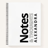 Modern Typography Black White Notes And Thoughts Notizblock (Vorderseite)