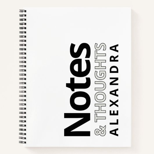 Modern Typography Black White Notes And Thoughts Notizblock (Vorderseite)