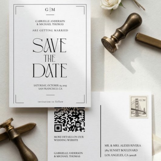 Modern Typography Black White Save The Date Postkarte