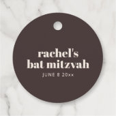 Modern Typography Brown Bat Mitzvah Personalized Geschenkanhänger (Rückseite)