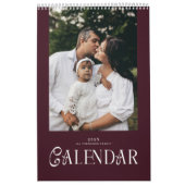 Modern Typography Custom Family Photo Burgundy  Kalender (Titelbild)