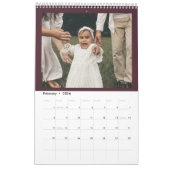 Modern Typography Custom Family Photo Burgundy Kalender (Feb 2026)