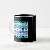 Modern Typography | Custom Name Pastel Holographic Zweifarbige Tasse (Vorderseite Links)