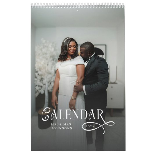 Modern Typography Custom Newlyweds Wedding Photo Kalender (Titelbild)