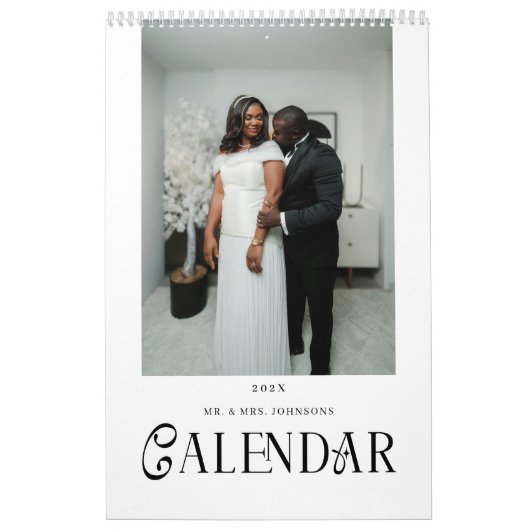 Modern Typography Custom Newlyweds Wedding Photo Kalender (Titelbild)