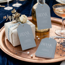 Modern Typography Dusty Blue Wedding Thank You  Geschenkanhänger