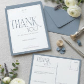 Modern Typography Dusty Blue Wedding Thank You  Postkarte