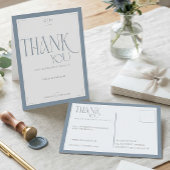 Modern Typography Dusty Blue Wedding Thank You  Postkarte