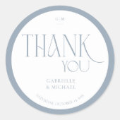 Modern Typography Dusty Blue Wedding Thank You  Runder Aufkleber (Vorderseite)