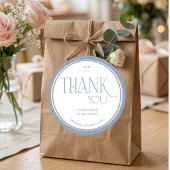Modern Typography Dusty Blue Wedding Thank You  Runder Aufkleber