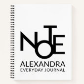 Modern Typography Everyday Journal Black White  Notizblock (Vorderseite)