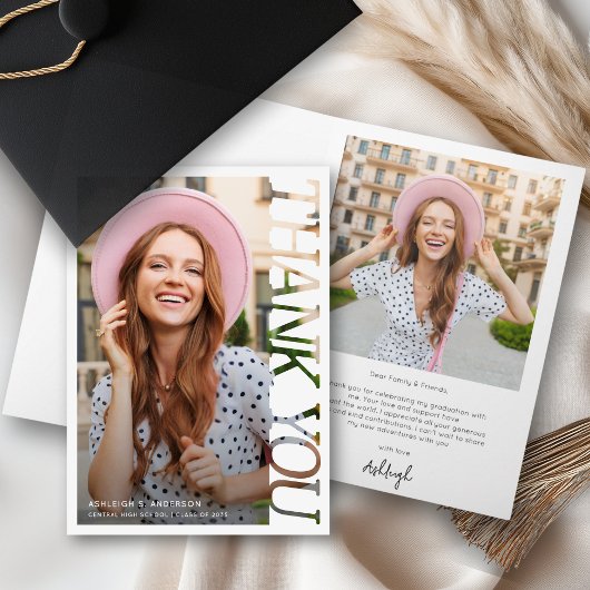 Modern Typography Graduate 2 Photo Thank You Karte