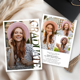 Modern Typography Graduate 3 Photo Collage Einladung