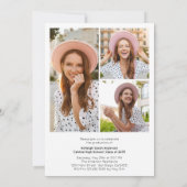 Modern Typography Graduate 3 Photo Collage Einladung (Rückseite)