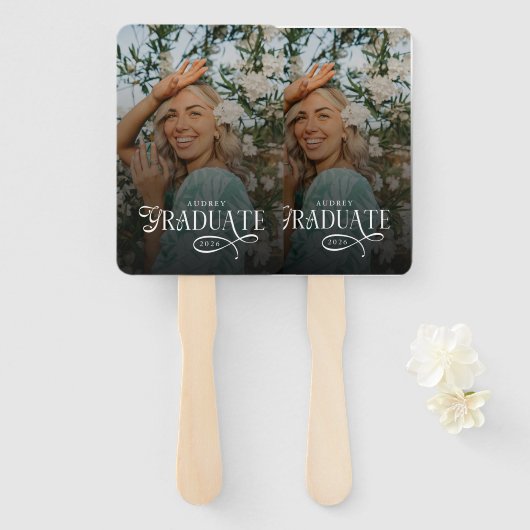 Modern Typography Graduate Photo Graduation Fächer (Vorne und Hinten)