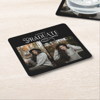 Modern Typography Graduate Photo Graduation Rechteckiger Pappuntersetzer