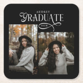 Modern Typography Graduate Photo Graduation Rechteckiger Pappuntersetzer (Vorderseite)