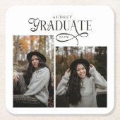 Modern Typography Graduate Photo Graduation Rechteckiger Pappuntersetzer (Vorderseite)