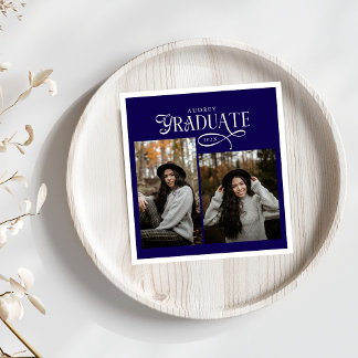 Modern Typography Graduate Photo Graduation Serviette