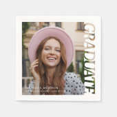 Modern Typography Graduate Photo Graduation Serviette (Vorderseite)