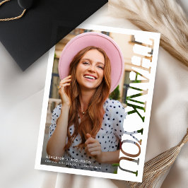 Modern Typography Graduate Photo Thank You Dankeskarte