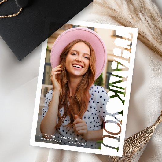 Modern Typography Graduate Photo Thank You Dankeskarte