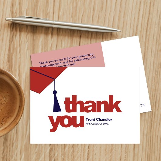 Modern Typography Graduation Thank You Card Dankeskarte