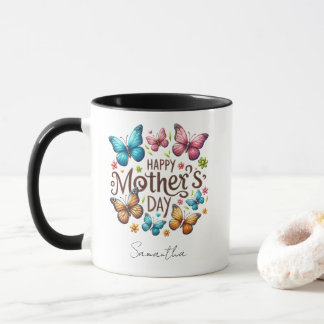 Modern Typography Happy Mothers Day Custom Name Tasse