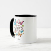 Modern Typography Happy Mothers Day Custom Name Tasse (Vorderseite Links)