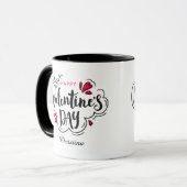 Modern Typography Happy Valentines Day Tasse (Vorderseite Links)