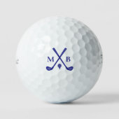 Modern Typography Initials Monogram Elegant Blue Golfball (Vorderseite)