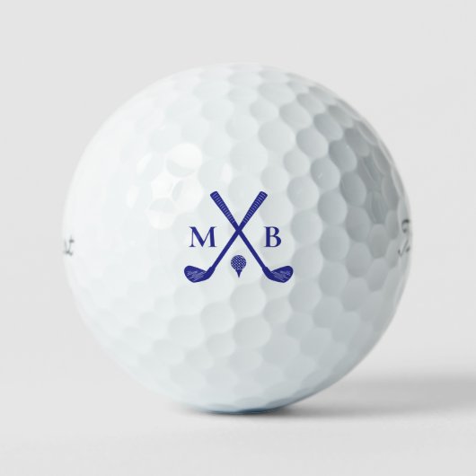 Modern Typography Initials Monogram Elegant Blue Golfball (Vorderseite)