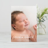 Modern Typography Introducing Baby Photo Birth  Ankündigung (Stehend Vorderseite)