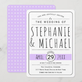 Modern typography lavender wedding rounded einladung