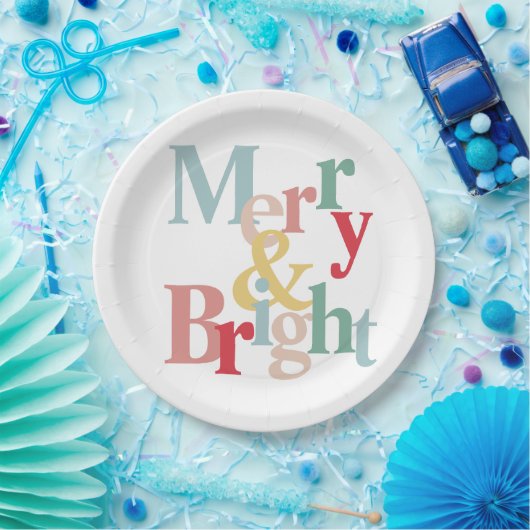 Modern typography Merry and bright Pappteller (Party)