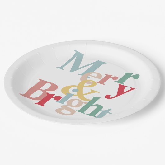 Modern typography Merry and bright Pappteller (Schrägansicht)