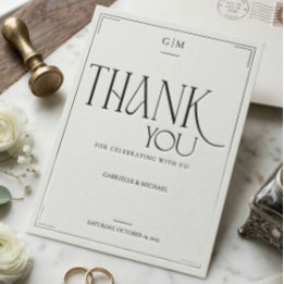 Modern Typography Minimalistic Wedding Thank You  Postkarte