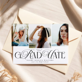 Modern Typography Multi Photo Elegant Graduation Einladung