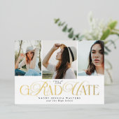 Modern Typography Multi Photo Elegant Graduation Folieneinladung (Stehend vorne)