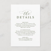 Modern Typography Olive Green Wedding Details Begleitkarte (Vorderseite)