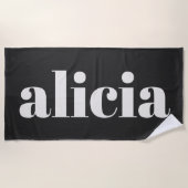 Modern Typography Personalized Name Black White Strandtuch (Vorderseite)