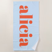 Modern Typography Personalized Name Blue Orange Strandtuch (Vorderseite)