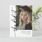 Modern Typography Photo Graduation Einladung (Stehend Vorderseite)