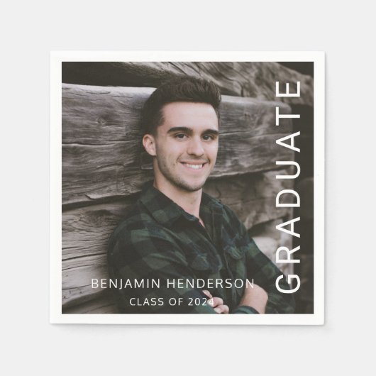 Modern Typography Photo Graduation Serviette (Vorderseite)