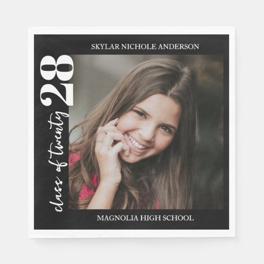 Modern Typography Photo Graduation Serviette (Vorderseite)