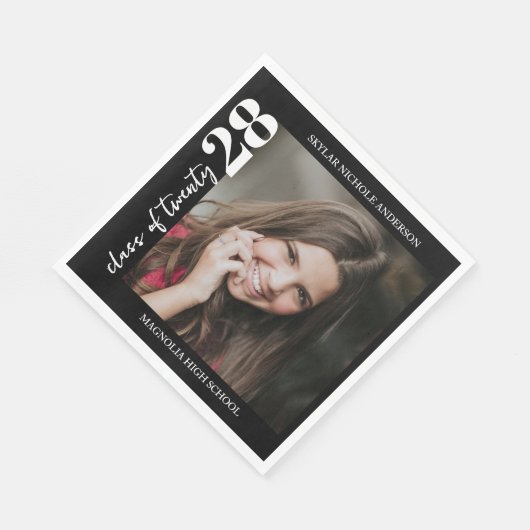 Modern Typography Photo Graduation Serviette (Ecke)