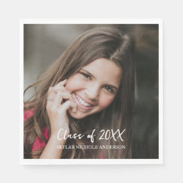 Modern Typography Photo Graduation Serviette