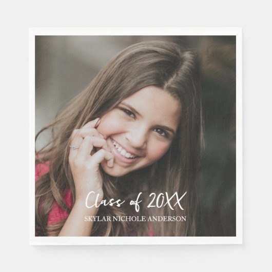 Modern Typography Photo Graduation Serviette (Vorderseite)