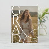 Modern Typography Photo Overlay Graduation Party Einladung (Stehend Vorderseite)